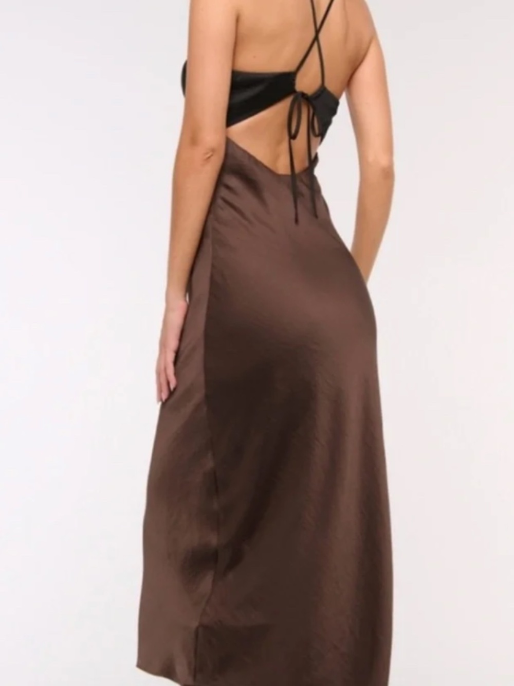 Abercrombie & Fitch Brown Maxi Slip Dress with Black Bodice - Picture 2 of 5